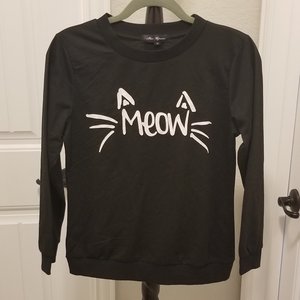 Black "meow" cat sweatshirt